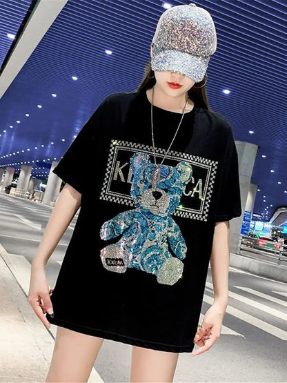 Cool Black Rabbit T-Shirt for Women