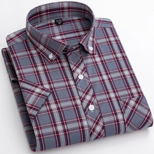 Men's Short Sleeve Plaid Flannel Shirt