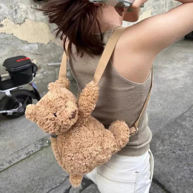 Luxury Plush Bear Crossbody Bag for Women