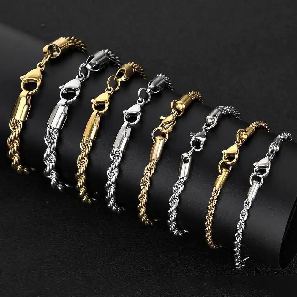 Waterproof Gold Twisted Rope Chain Bracelet