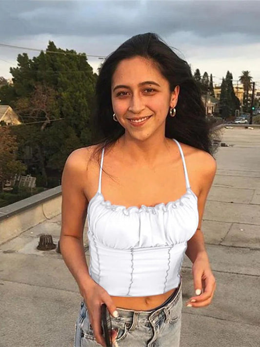 Sexy Summer Women Ruffles Slim Crop Top