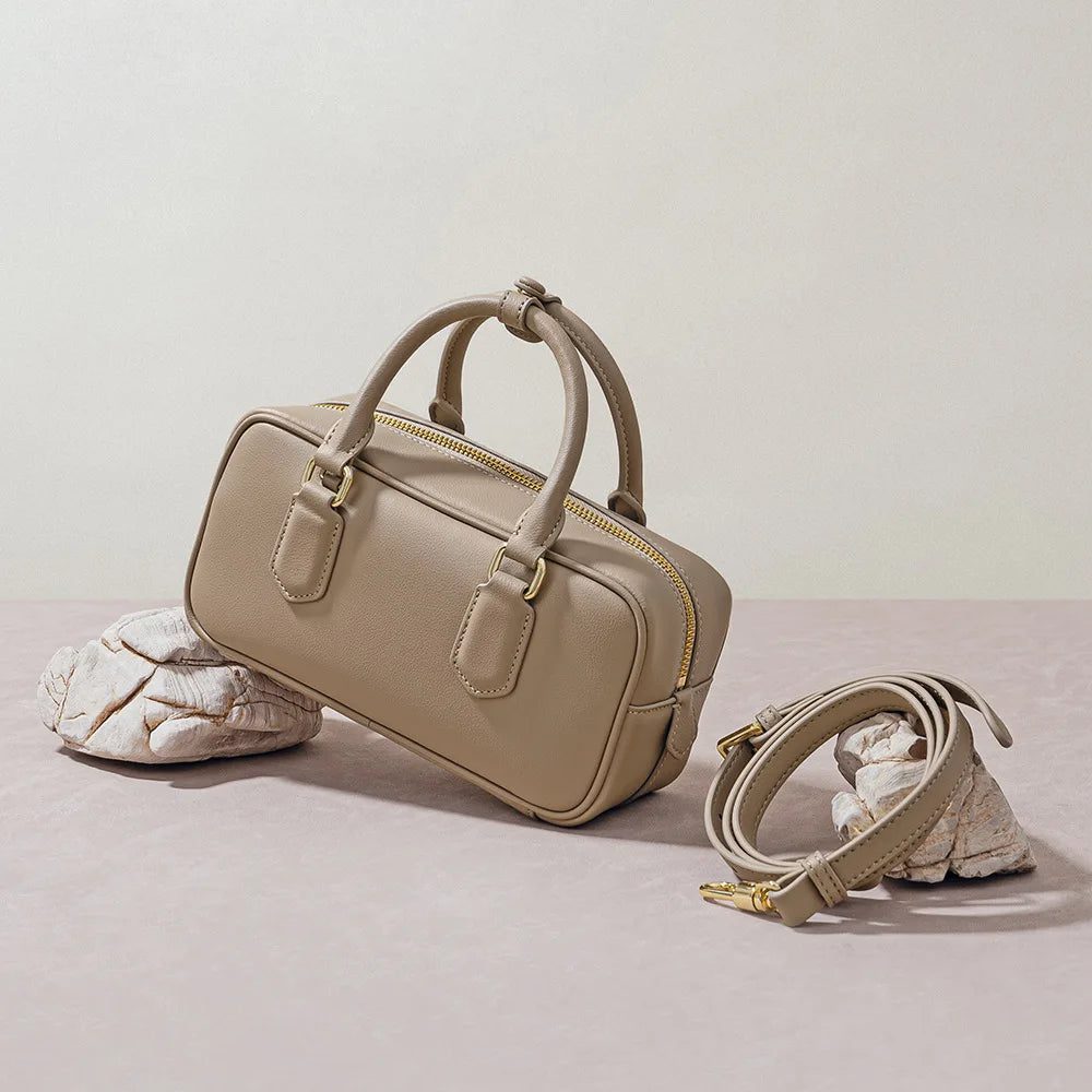 2024 Vintage Cowhide Crossbody Bowling Bag