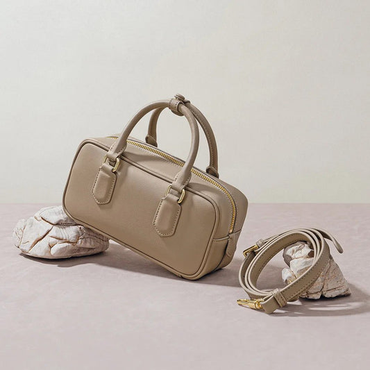 2024 Vintage Cowhide Crossbody Bowling Bag