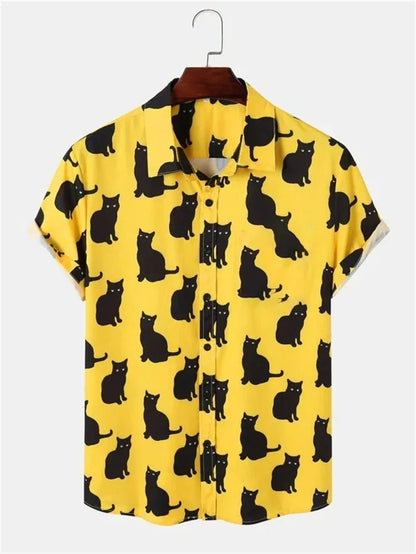 Hawaiian Floral Print Short Sleeve Button-Down Shirt