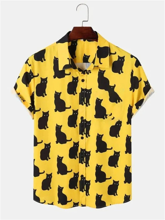 Hawaiian Floral Print Short Sleeve Button-Down Shirt