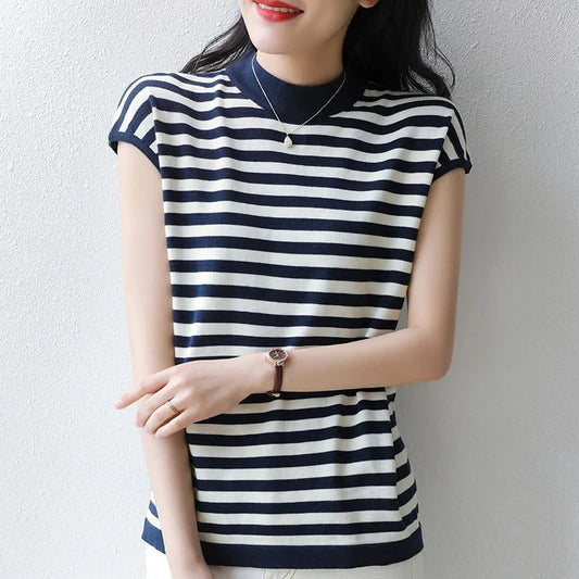 2024 Summer Women's Striped Cotton T-Shirt