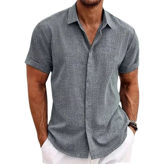 Trendy Loose Cotton Linen Short-Sleeve Shirt