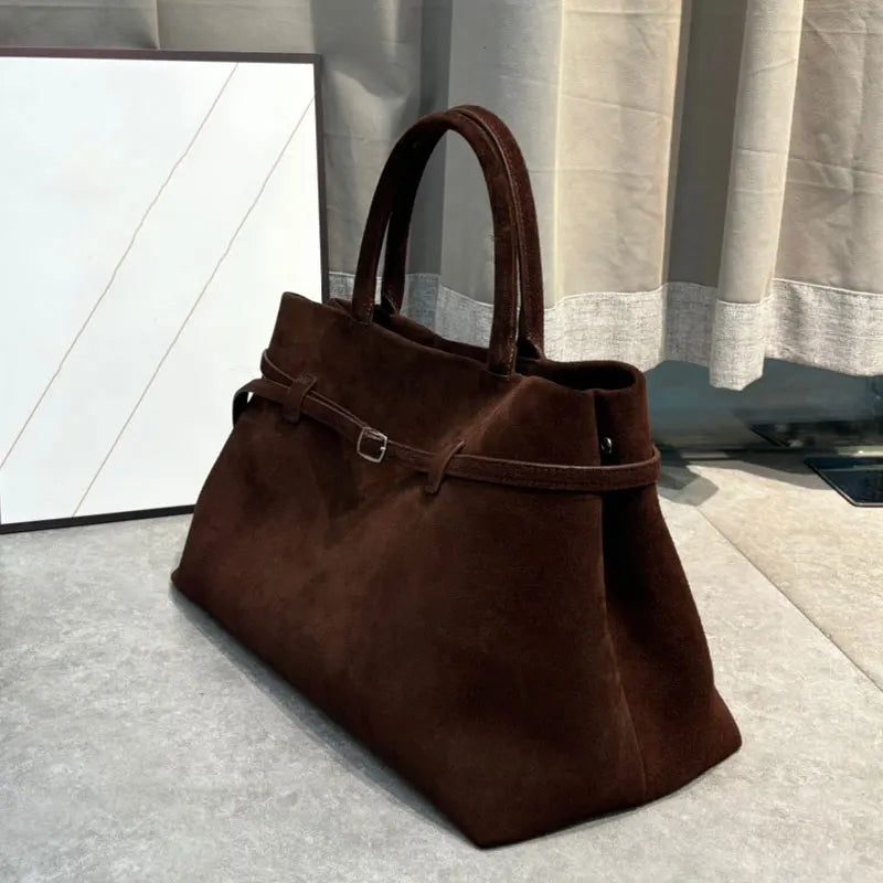 Burgundy Suede Tote Bag for Women