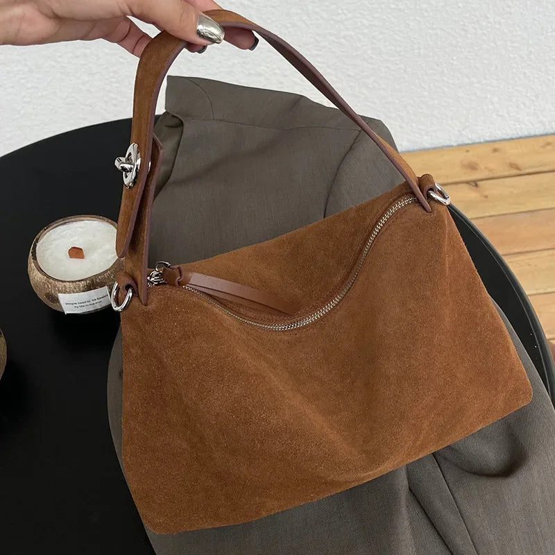 Soft Matte Suede Women's Crossbody Handbag - Winter