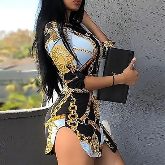 2023 Women's Slim Chain Strap Dress Shirts