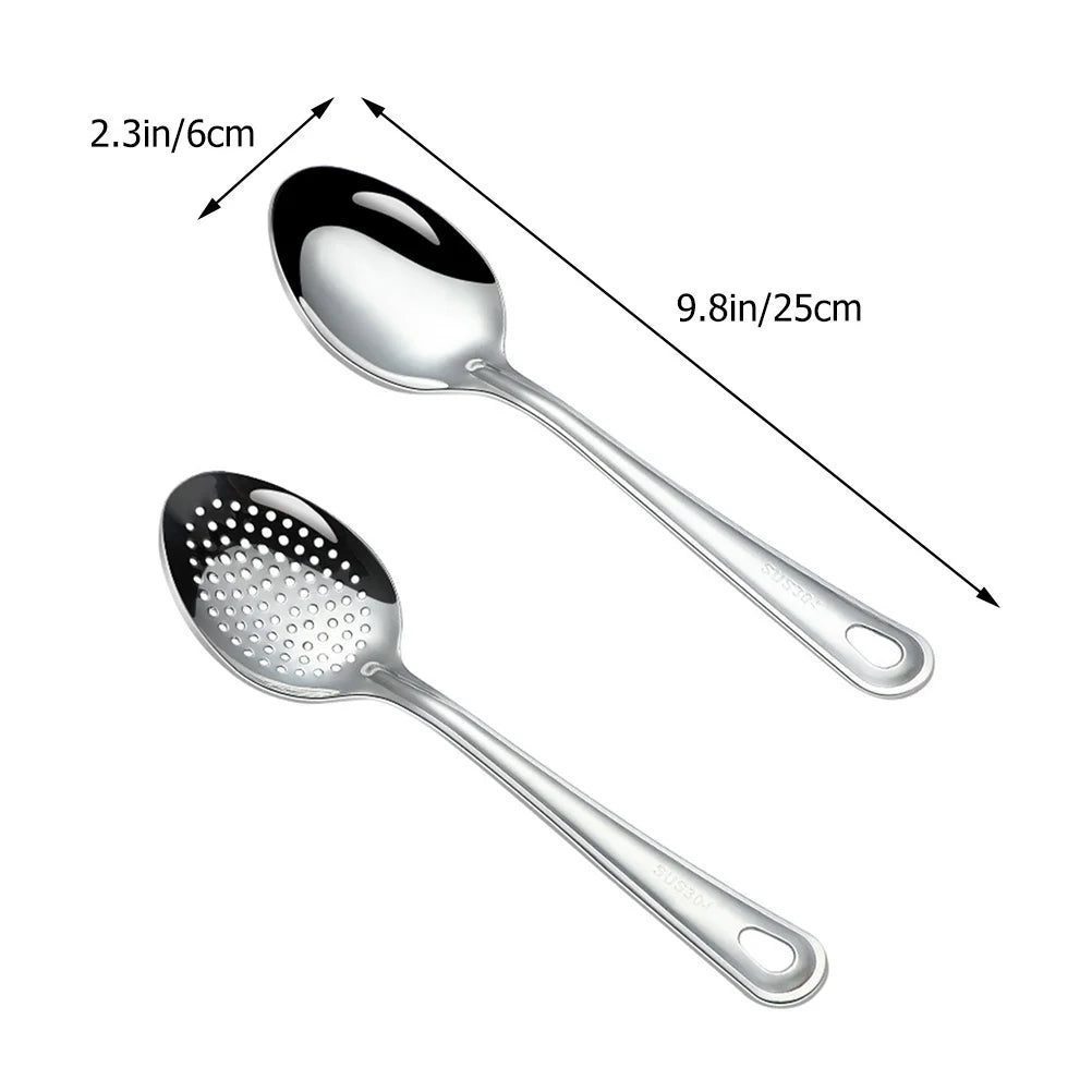 Elegant Slotted Stainless Steel Serving Spoons
