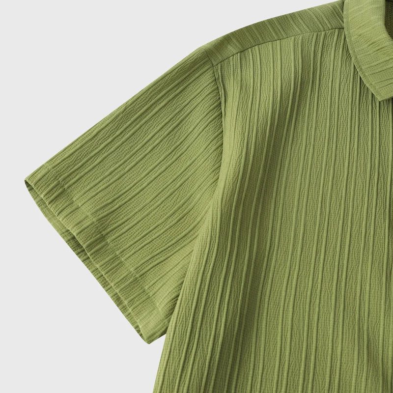 Men's Green Linen Short Sleeve Shirts