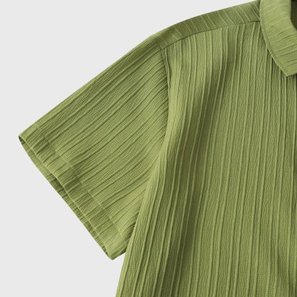 Men's Green Linen Short Sleeve Shirts