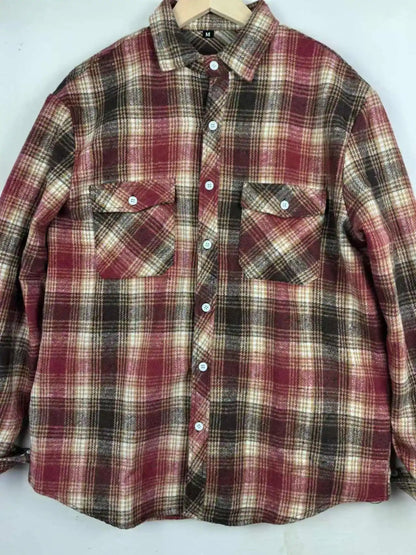 Men's Autumn Plaid Flannel Shirt Casual