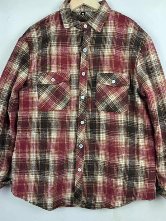 Men's Autumn Plaid Flannel Shirt Casual