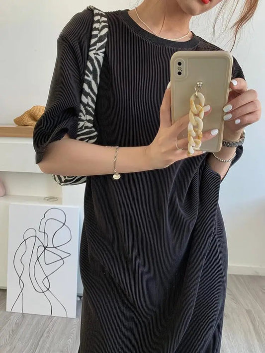 Trendy Loose Midi T-Shirt Dress for Women