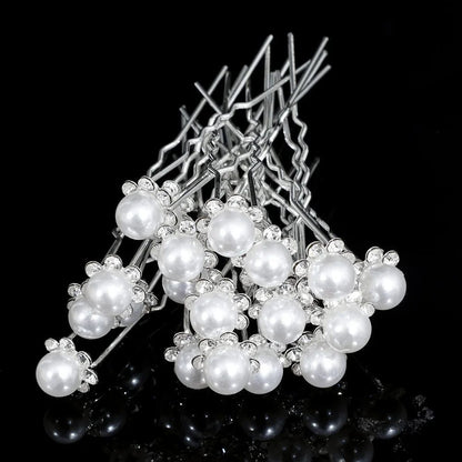 Elegant Floral Crystal Pearl Wedding Hairpin