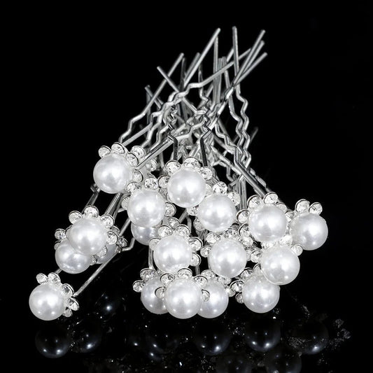 Elegant Floral Crystal Pearl Wedding Hairpin