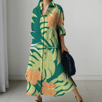 2024 Summer Hawaiian Print Women Dress Shirts