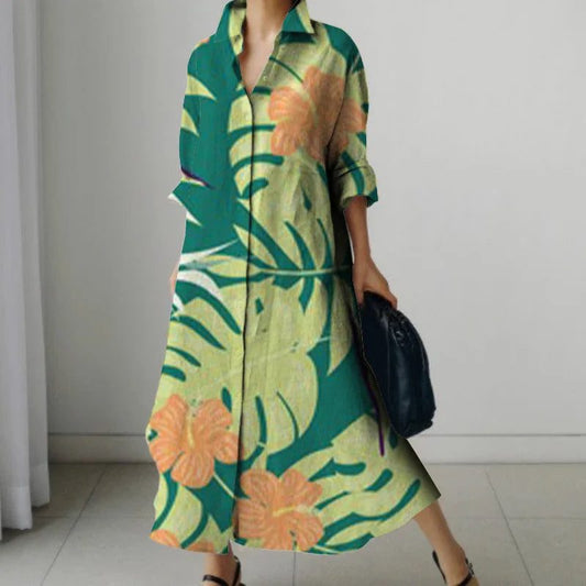 2024 Summer Hawaiian Print Women Dress Shirts