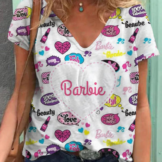 Retro Summer V-Neck T-Shirt for Women