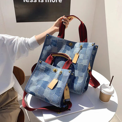 2024 Trendy Denim Handbag with Wide Strap