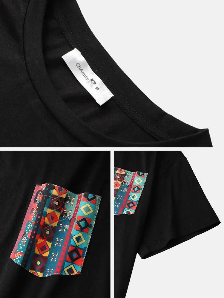 Colorful Men's Pocket T-Shirt Short Sleeve