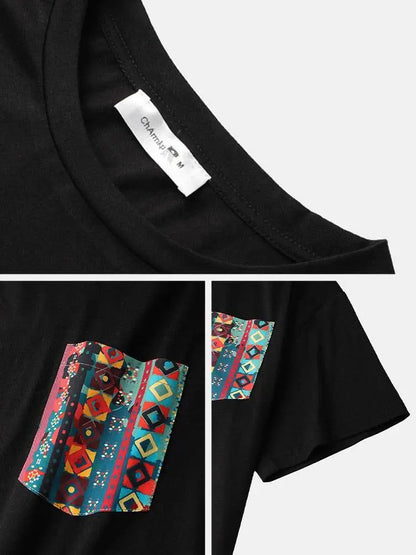 Colorful Men's Pocket T-Shirt Short Sleeve