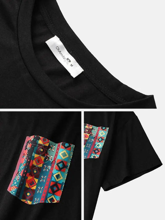 Colorful Men's Pocket T-Shirt Short Sleeve