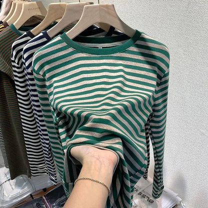 Casual Striped Cotton T-Shirts for Women