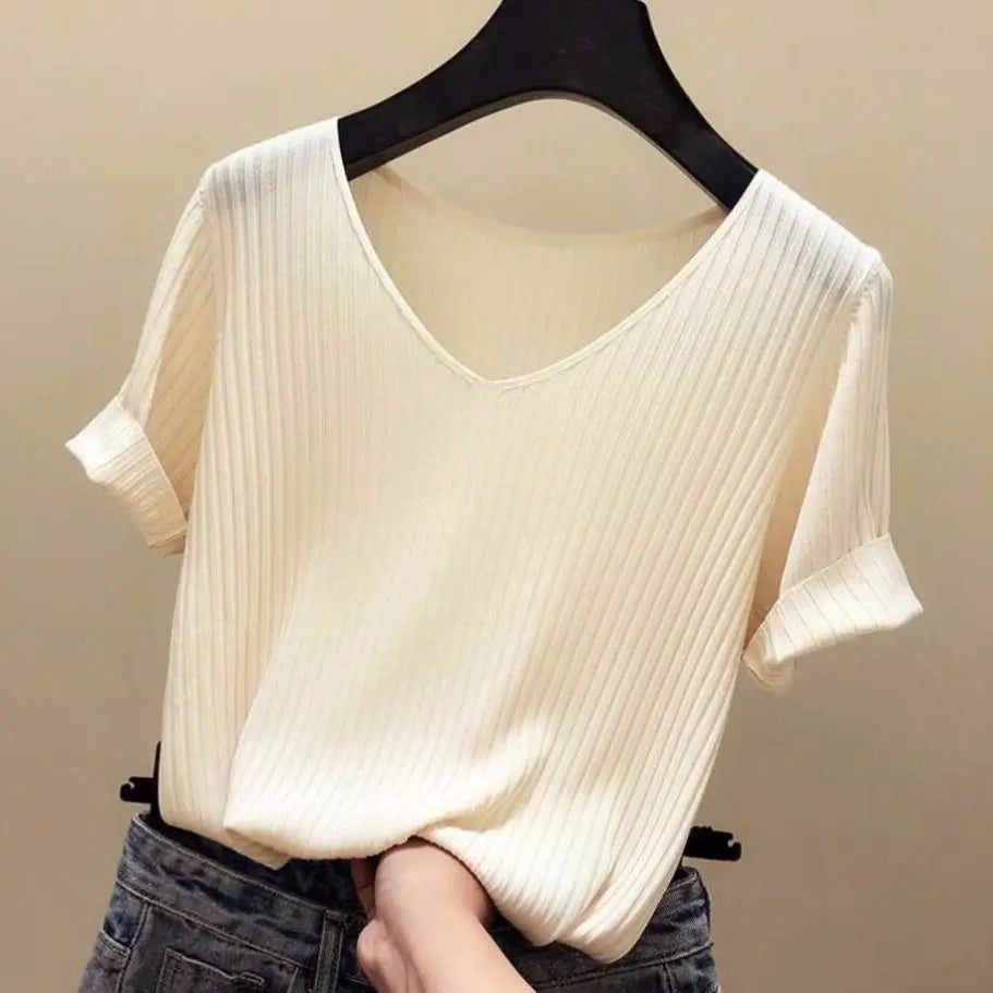 Summer Ice Silk Cropped T-Shirt for Women