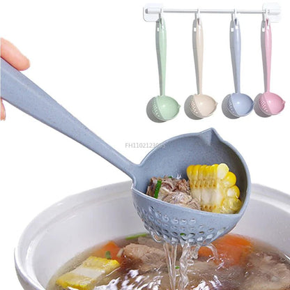 Long Handle Slotted Spoon 2in1 Soup Strainer