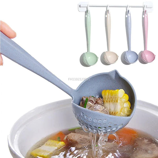 Long Handle Slotted Spoon 2in1 Soup Strainer