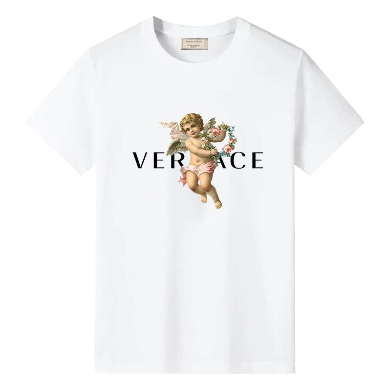 Men's Vintage Cotton T-Shirt with Angel Print