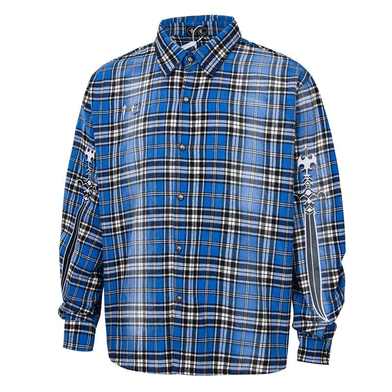 Trendy Oversized Plaid Flannel Shirt for Men