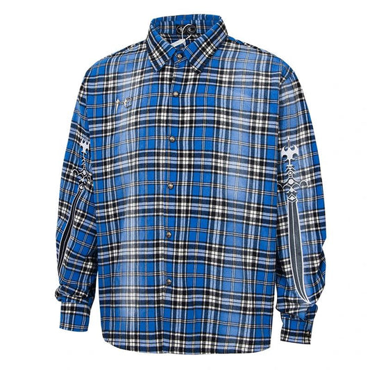 Trendy Oversized Plaid Flannel Shirt for Men