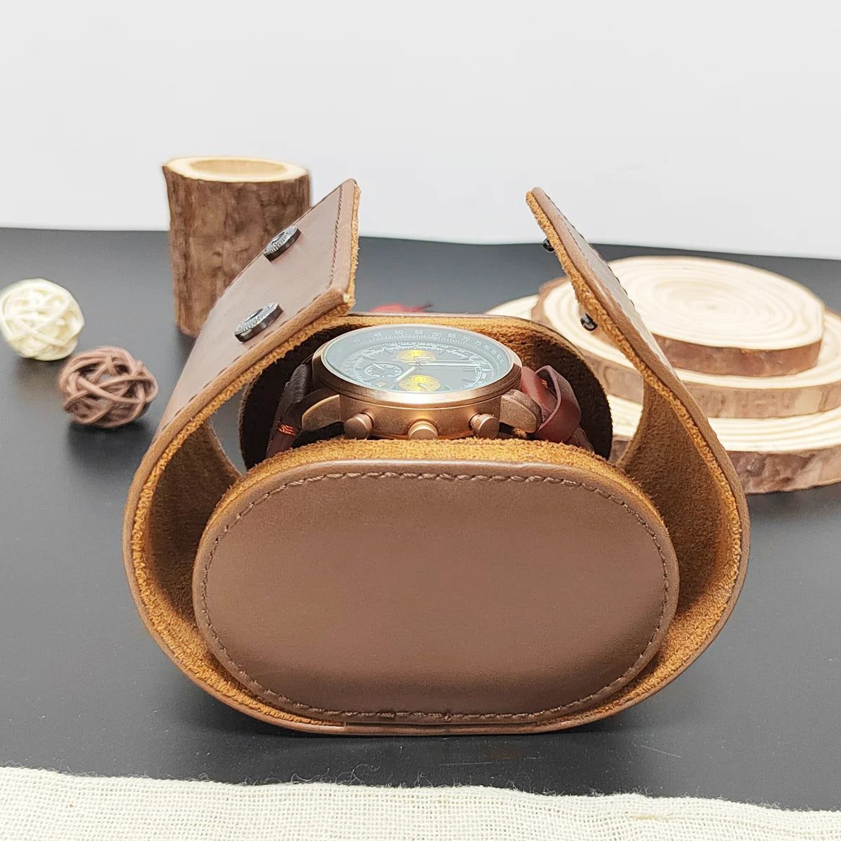 Custom Leather Watch Travel Case Organizer