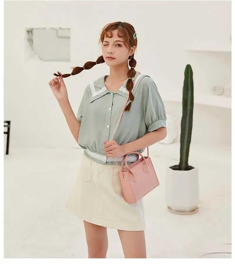 Trendy Solid Color Leather Crossbody Handbags