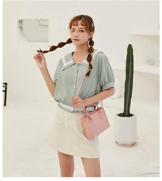 Trendy Solid Color Leather Crossbody Handbags