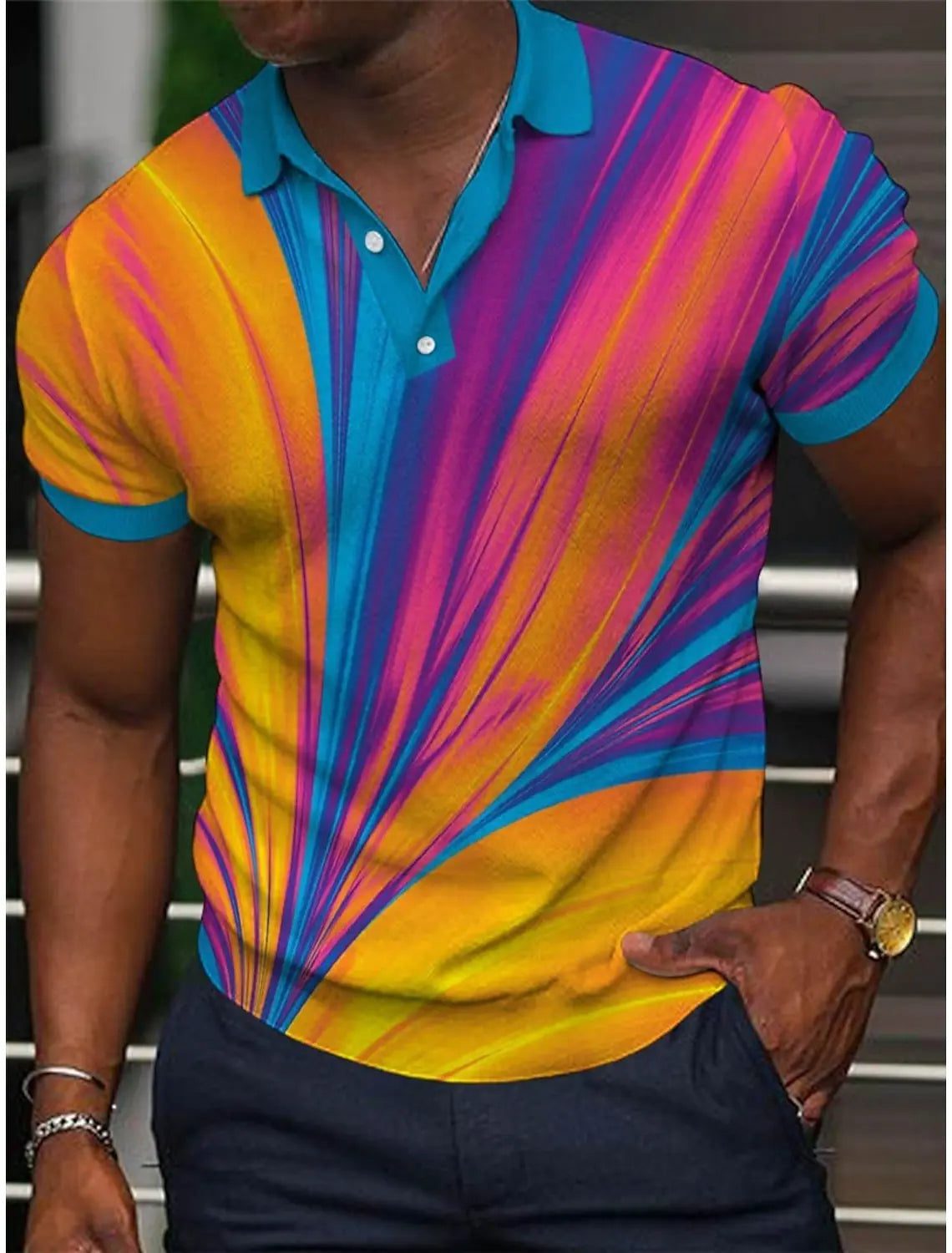 Men's Golf Polo Shirt with Optical Illusion