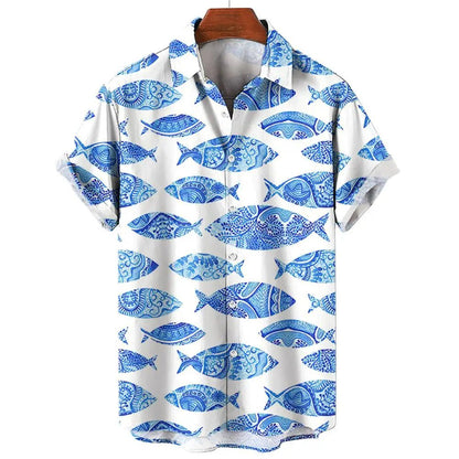 Stylish 3D Fish Print Hawaiian Shirts