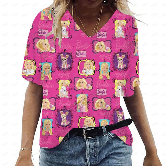 Anime V-Neck Summer T-Shirt for Women