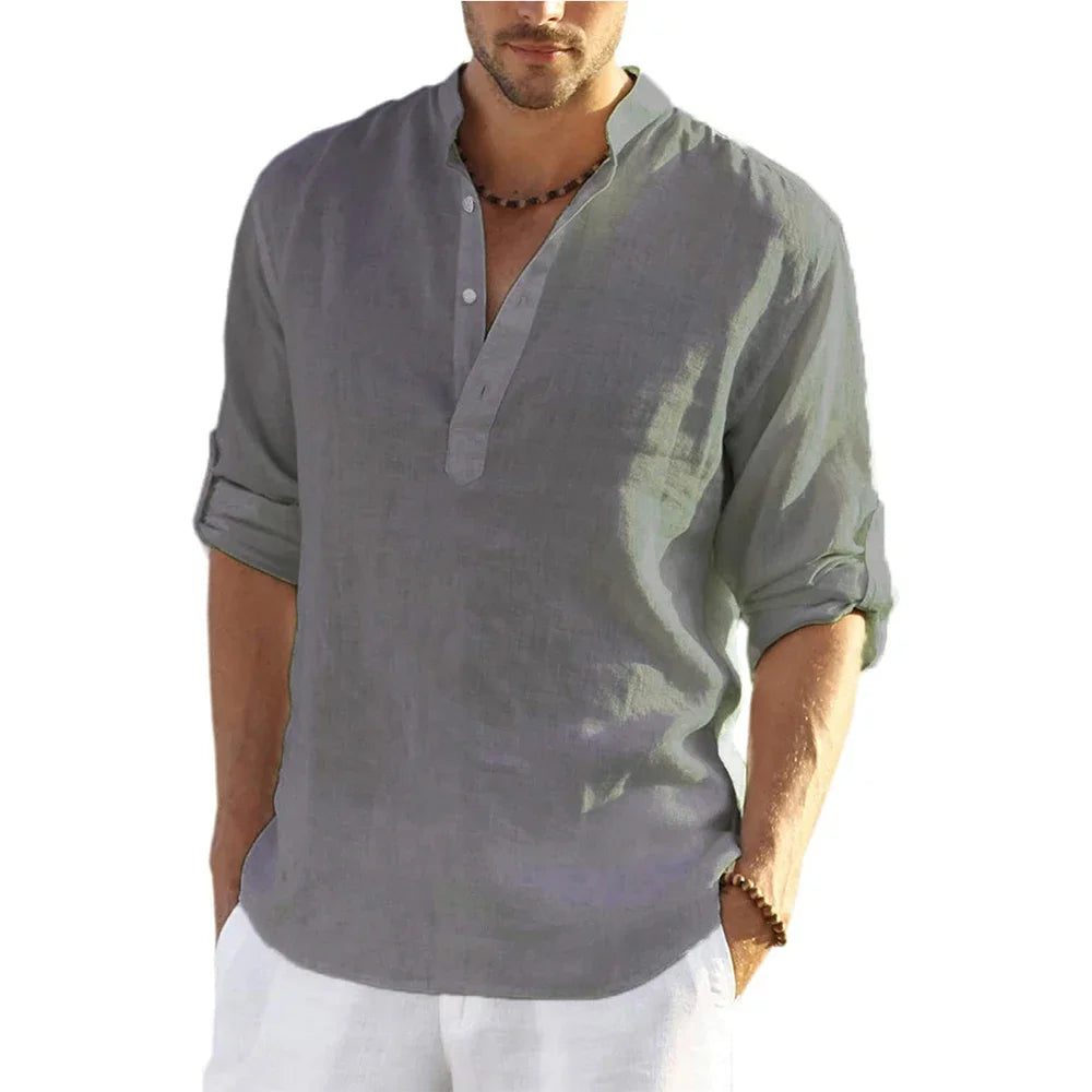Men's Breathable Linen Long Sleeve Casual Shirt