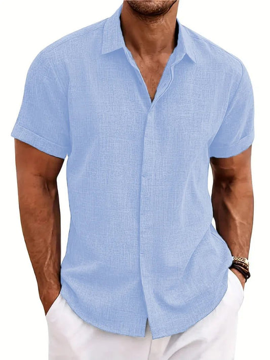 Trendy Loose Cotton Linen Short-Sleeve Shirt
