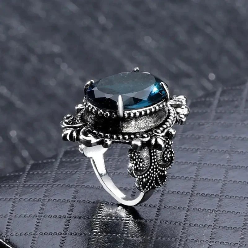 Vintage Oval Blue CZ Women’s Rings