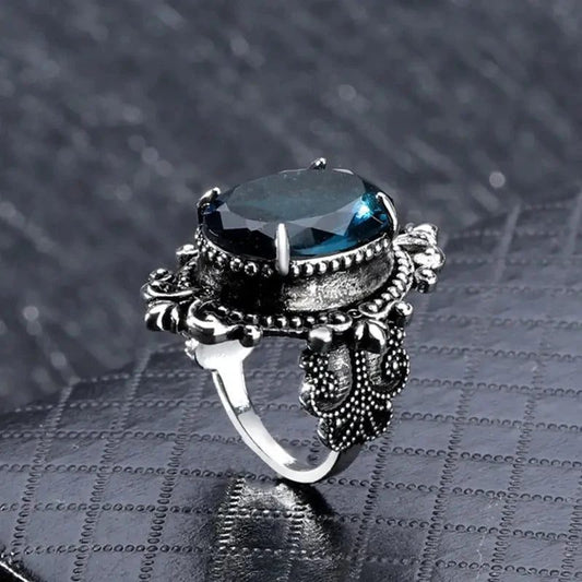 Vintage Oval Blue CZ Women’s Rings