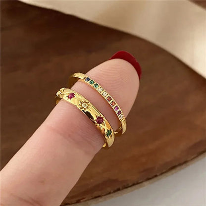Waterproof Rainbow Zircon Finger Rings for Women