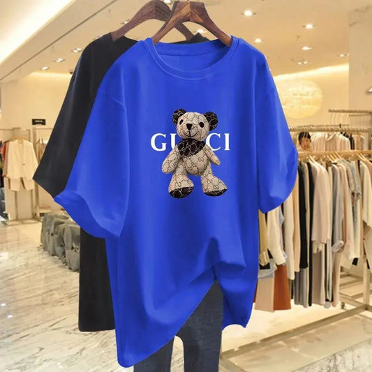 Trendy Oversized Animal Print Cotton T-Shirts