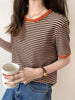 Women's Striped Short Sleeve Summer T-shirt