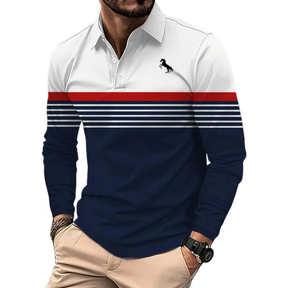 Men's Casual Stripe Polo Golf Shirts